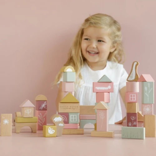 Little Dutch Building Blocks In Bucket Pink - LD7018 2 Little Dutch Building Blocks In Bucket Pink - LD7018 - Image 2