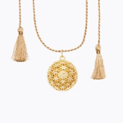 Flower Of Life Pregnancy Necklace On Cord - Yellow Gold