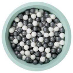 Organic Cotton Mint Ball Pit With 200 (Silver/White) Balls