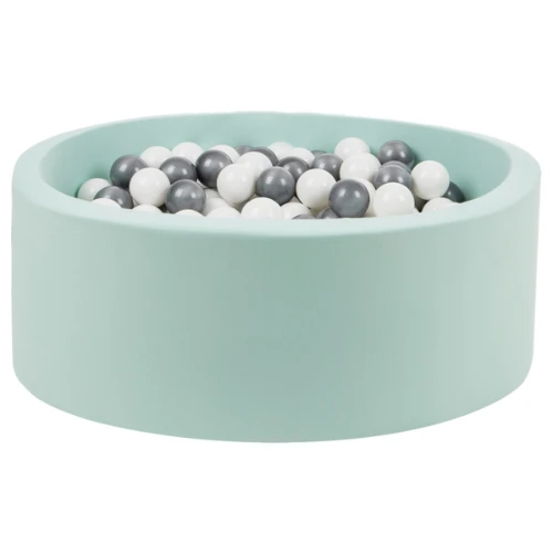 Organic Cotton Mint Ball Pit With 200 (Silver/White) Balls 2 Organic Cotton Mint Ball Pit With 200 (Silver/White) Balls - Image 2
