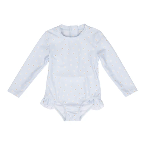 Little Dutch Bathsuit Long Sleeves Ruffles Daisies Blue 1 Little Dutch Bathsuit Long Sleeves Ruffles Daisies Blue