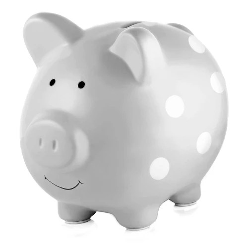 Pearhead Piggy Bank Polka Dot - Grey 1 Pearhead Piggy Bank Polka Dot - Grey
