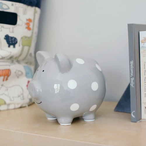 Pearhead Piggy Bank Polka Dot - Grey 2 Pearhead Piggy Bank Polka Dot - Grey - Image 2