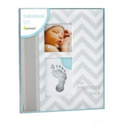 Pearhead Chevron Babybook - Grey