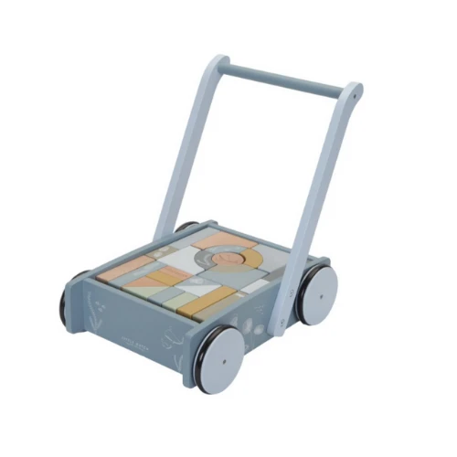 Little Dutch Wooden Baby Walker With Blocks - Ocean Blue 1 Little Dutch Wooden Baby Walker With Blocks - Ocean Blue