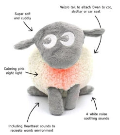 Ewan The Dream Sheep (Classic) - Baby Sleep Soother -Lush Littles Grey Classic Ewan infographic a