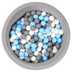Organic Cotton Light Gray Ball Pit With 200 ((Grey/Blue/White) Balls