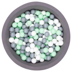 Organic Cotton Gray Ball Pit With 200 ((Grey/Mint/White) Balls