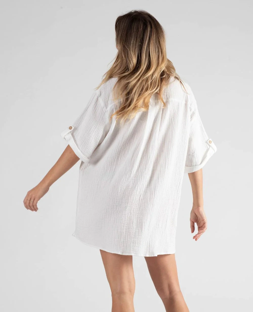 Cache Coeur Bertille White Maternity And Nursing Shirt Dress 2 Cache Coeur Bertille White Maternity And Nursing Shirt Dress - Image 2