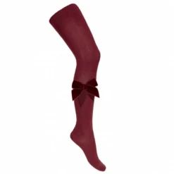 Condor Side Velvet Bow Tights - Granate