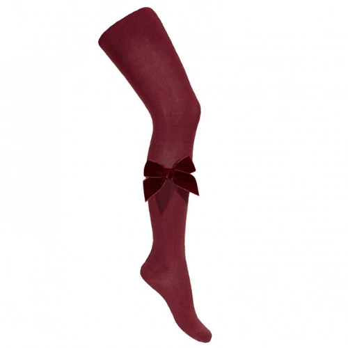 Condor Side Velvet Bow Tights - Granate 1 Condor Side Velvet Bow Tights - Granate