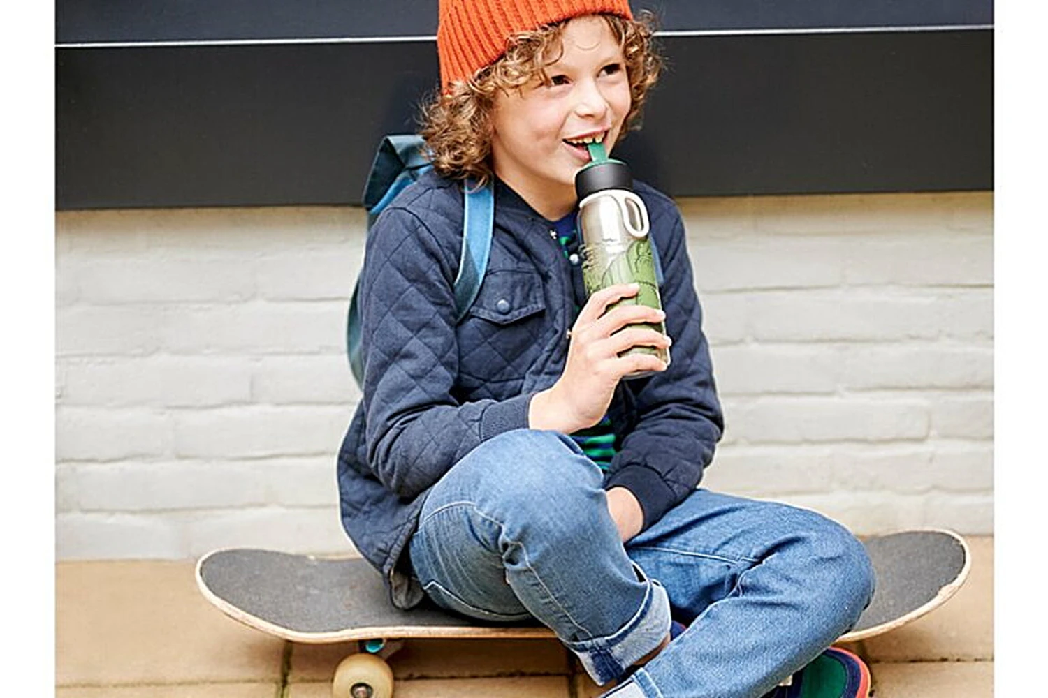 Little Dutch Insulated Bottle Flip-up Campus 350 Ml - Sailors Bay 3 Little Dutch Insulated Bottle Flip-up Campus 350 Ml - Sailors Bay - Image 3