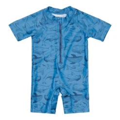 Little Dutch Swimsuit Short Sleeves Sea Life Blue