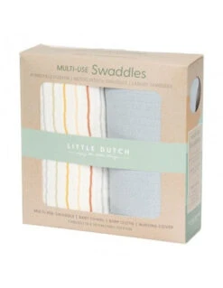 Little Dutch Swaddles 70 X 70 Sunny Stripes/Pure Soft Blue -Lush Littles muselinas vintage sunny puro azul